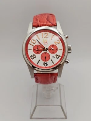 LUXURY RED DOONEY & BOURKE CRONÓGRAFO RELÓGIO UNISSEX WR100FT MOSTRADOR SUNBURST PRATA - Imagem 1 de 4