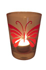 Deko Teelicht Glas Windlicht print "Schmetterling" rot Teelichtglas Kerzenglas