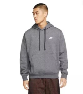 NEW Nike Men Medium Sportswear Club Fleece Pullover Hoodie - Charcoal BV2654-071 - Picture 1 of 7