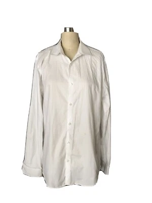 Camisa Calvin Klein Calce Ajustado Para Hombre Mediana Blanca Manga Larga Con Botones 100% Algodón Foto 1 de 4