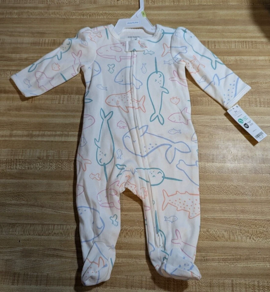 Pijama Carter's Bebé Niña Talla 3 Meses 100% Algodón Blanco Sea Life Foto 1 de 1