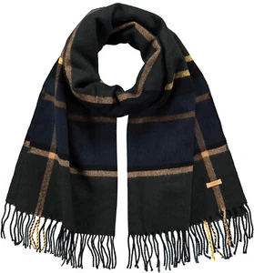Barts Scarf Winter Scarf Knitted Scarf Black Lamont Fringes Fine Knit - Picture 1 of 1