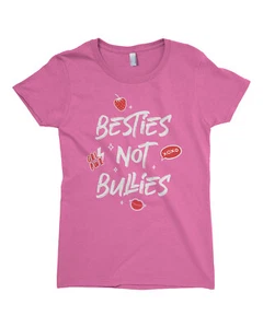 Besties Not Bullies Girls Fitted T-Shirt Anti Bullying Saying - Picture 1 of 10