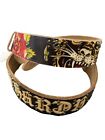 Ed Hardy 90’s Leather Belt Rose Tiger Black Red Studded Y2K  Retro Casual