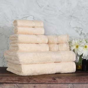 600 GSM 8 Piece Cotton Towel Set - 2 Bath Towels, 2 Hand Towels, 4 Washcloths - Picture 1 of 61