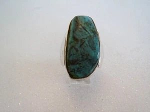 Extra großer Statement-RING Stein SILBER & TÜRKIS GRÖSSE 5,75 bis 6 - Bild 1 von 11