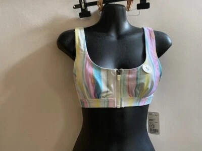 FOREVER 21 SWIMWEAR BIKINI TOP WHITE & MULTI STRIPED SIZE SMALL, 6-8 UK - Image 1 of 2