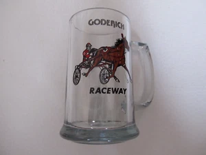 Vintage Goderich Raceway Harness Horse Racing Clear Drinking Glass Mug - Picture 1 of 2