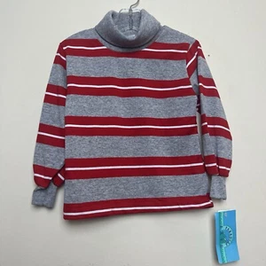 Vintage Paradise Park size 4 Red Grey Striped Long Sleeve Turtleneck Shirt NWT - Picture 1 of 8