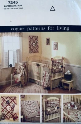 Vogue Decor Sewing Pattern 7245 - BABY Room Package, Sheets, Quilt etc - UNCUT - Image 1 of 2
