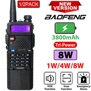Walkie Talkies Baofeng Uv-5r 1/4/8w Tri-power Doble Banda Ham Radio 3800 mAh 1/2 Juego - Imagen 1 de 23