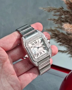 Cartier Santos 100 2015 Custom Diamond Bezel W200737G 38 x 51 mm Box & Papiere - Bild 1 von 9