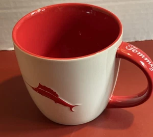 Tommy Bahama erhabenes Marlin Logo - orange/rot & weiß 20 Unzen Kaffeebecher - NEUWERTIG! - Bild 1 von 7