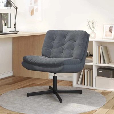 Swivel Relaxing Chair Dark Grey Velvet 63x75x76 cm Comfy Modern Luxe Accent - Image 1 of 4