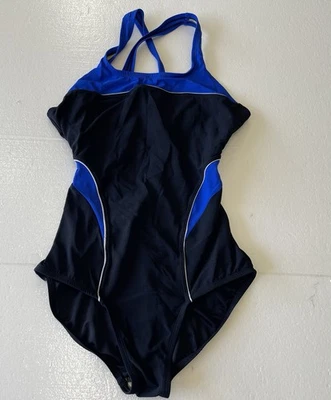 Nike Negro Azul RACER BACK Traje de baño de una pieza Traje de baño para mujer talla 10 LEER Foto 1 de 4