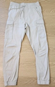 H&M Cargo Pants Mens Small Khaki Beige Joggers Utility Stretchy Drawstring  - Picture 1 of 13