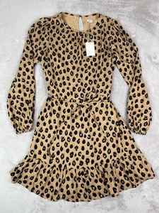 A New Day Long Sleeve Leopard Mini Dress Women’s XS NWT - Picture 1 of 15