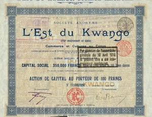 AFRICA CONGO EASTERN KWANGO COMMERCE & CULTURE COMPANY stock certificate/bond - Picture 1 of 1