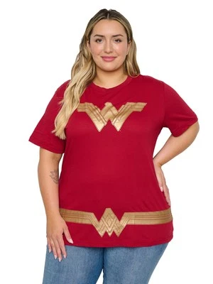 Camiseta Disfraz Mujer Maravilla Talla Grande Rojo Dorado Camiseta de Vestir DC Comics Foto 1 de 4