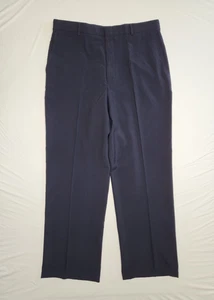 Cintas Mens Dress Pants 36X31  Wool Blend Washable Navy Blue Preppy Executive - Picture 1 of 14