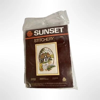 Sunset Stitchery Country Cottage Barbara Jennings Vintage Kit 5” x 7” Wool Yarn - Image 1 of 2