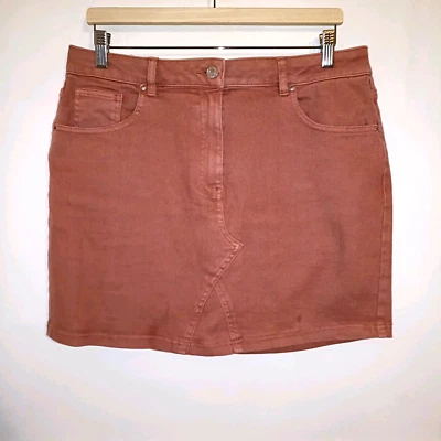 Papaya Womens Skirt Pink Size UK 14 Cotton Mix Denim Mini Short Casual Capsule — 第 1/4 张图片