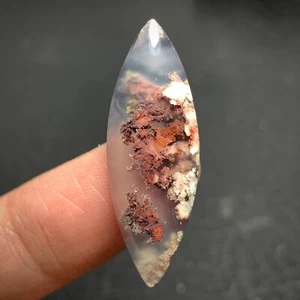 Scenic Moss Plume Agate Cabochon 34x12x5mm High Quality 15 ct - Picture 1 of 6