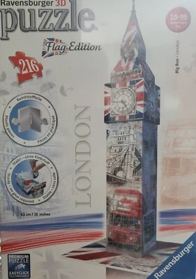 Ravensburger Big Ben Flag Edition 216 Piece 3D Jigsaw Puzzle Double Decker Bus - Image 1 of 2