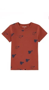 New Mini Rodini Red Heart Rib Tee Sz 140/146 (9-11)  - Picture 1 of 8