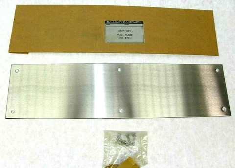 NOS 16" X 4" Baldwin Hardware Large PUSH PLATE STAINLESS STEEL 2124324 ES Cover