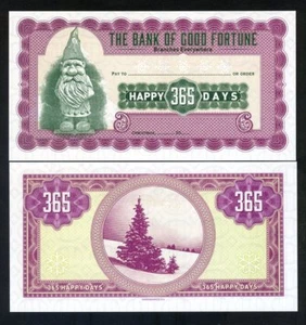 The Bank of Good Fortune, Happy 365 days, Christmas, Santa - Check - Picture 1 of 1