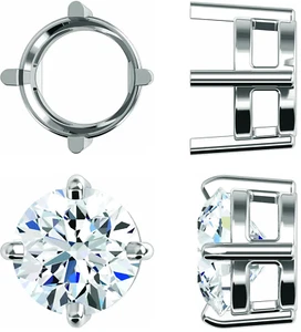 14K Solid White Gold Slide Pendant Setting Round Solitaire Mounting 4mm-12mm - Picture 1 of 5
