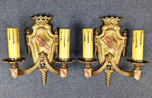Excellent Pair of 1920's Bronze Sconces, Rewired & Restored, Signed J & S - Picture 1 of 7