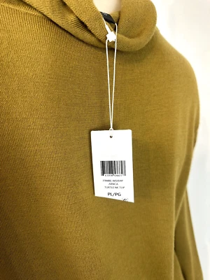 Suéter EILEEN FISHING Petite PL Arnica lã merino gola alta novo com etiquetas $298 - Imagem 1 de 4