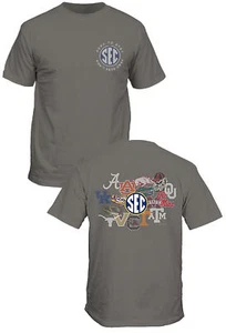 SEC Men's Logo Fade Charcoal Grey 2-Sided Short Sleeve T Shirt - Picture 1 of 8
