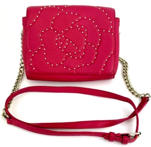 Karl Lagerfeld Hot Pink with Gold Studded Rose Pattern Crossbody Sholder Bag - Picture 1 of 12