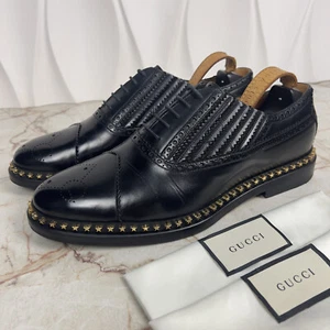 Authentische Gucci Oxford-Schuhe Brogue Sterne Nietenbesatz Leder 9,5 G oder 10 US 43,5 EU - Bild 1 von 12