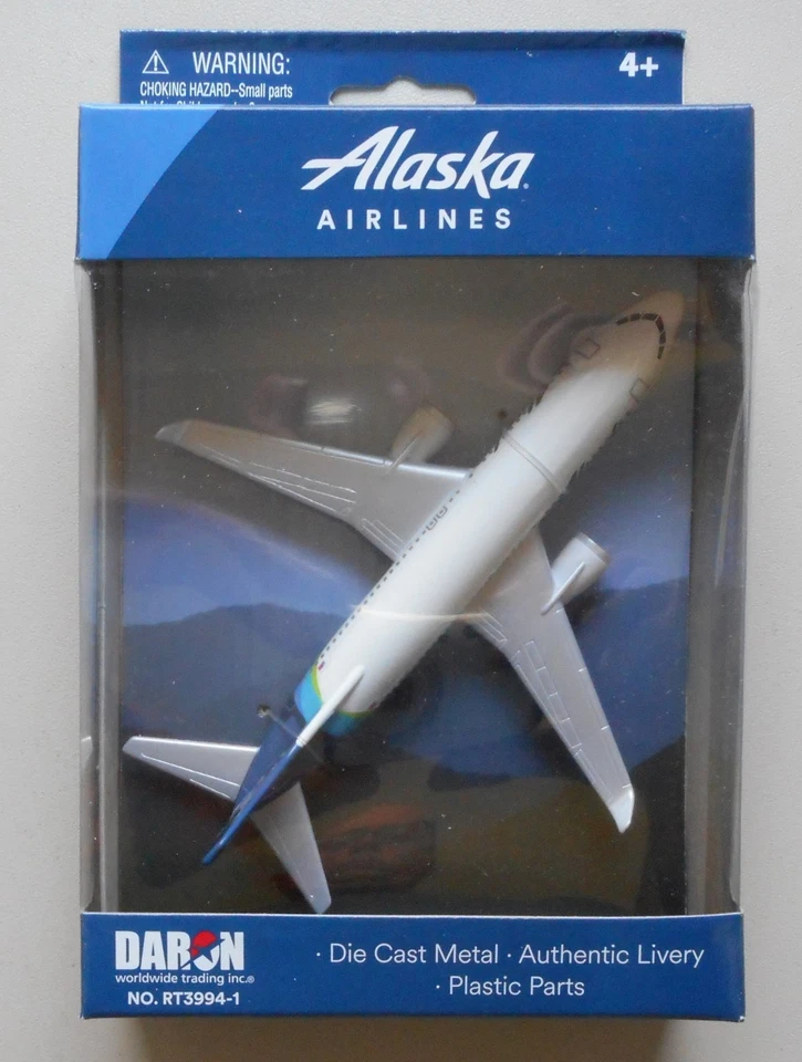 ALASKA AIRLINES BOEING 737 MINIATURE AIRPLANE 5" WINGSPAN DARON TOYS DIECAST NIB - Image 1 of 1