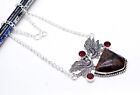 925 Sterling Silver Mahogany Jasper Gemstone Jewelry Necklace Size-17-18"