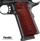 1911 Grips G10 Full Size Ambi Safety Cut Scoop Red Eagle Wing Texture Pattern