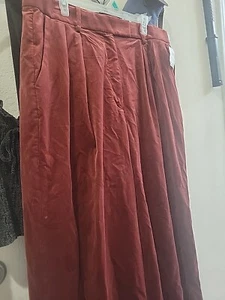Banana Republic Veluro Relaxed Velvet Wide Leg, Pants Cabin Red Size 18 - Picture 1 of 7