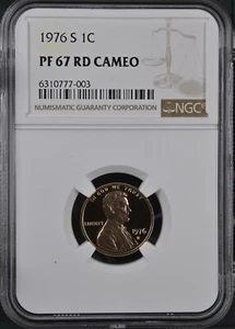 1976 S Proof Lincoln Memorial Cent NGC PF 67 RD Cameo - Picture 1 of 2