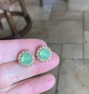 Kate Spade secret garden stud earrings rich BERYL GREEN GIVERNY pave - Picture 1 of 11