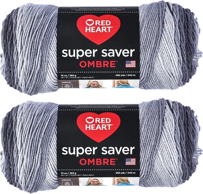 Super Saver Jumbo Anthracite Ombre Yarn - 2 Pack of 283G/10Oz - Acrylic - 4 Medi - Изображение 1 из 4