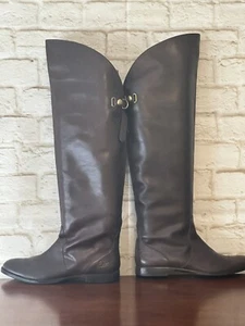 Coach Riding Boots Brown Leather Knee High Shaft Strap 7.5 - Picture 1 of 24