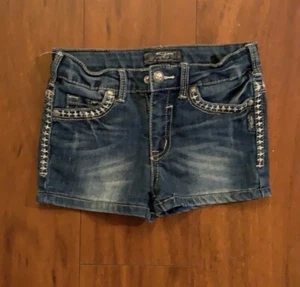 Girls “Lacy” Silver jean shorts 6x - Picture 1 of 9