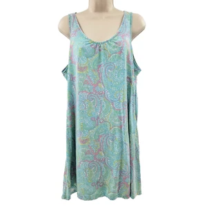 LRL Ralph Lauren Kleid Large blau grün rosa Paisley ärmellos Monogramm - Bild 1 von 3