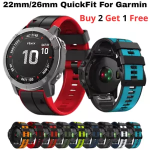 Silicone QuickFit Band For Garmin Fenix 7X 7 Pro 6X 6 Pro 5X 26mm 22mm Strap - Picture 1 of 13
