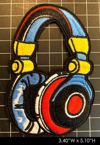 Rainbow Music Headphones Embroidered Iron on Patch - Picture 1 of 3