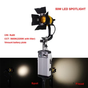 50W LED Spot Light Video Light Continuous Light With V-mount Battery Plate - Picture 1 of 12